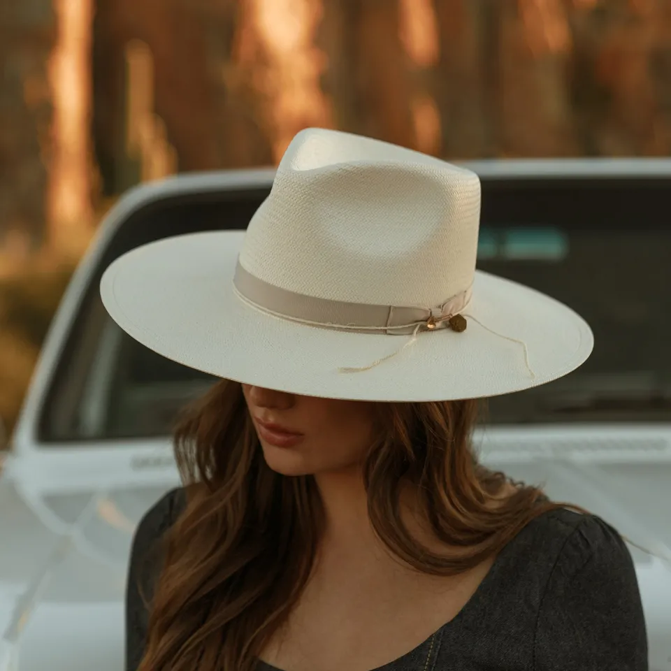 Stetson JW Marshall Straw Flat Brim Hat Natural Outlet