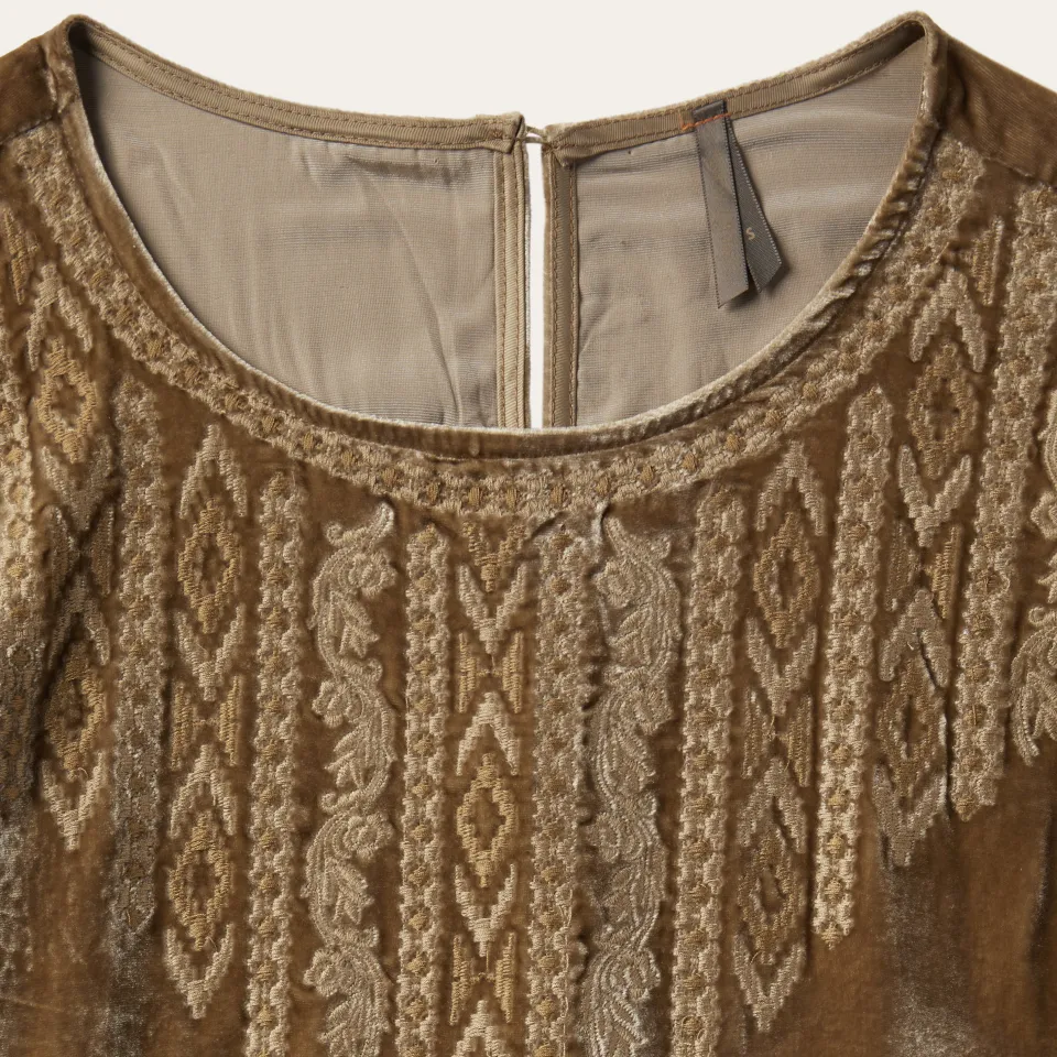 khaki_velvet_babydoll_dress_2.webp Stetson Khaki Velvet Babydoll Dress Copper Best