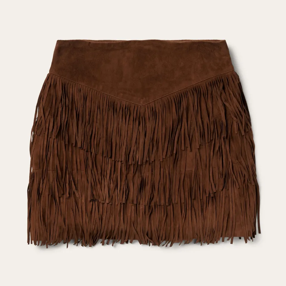 Stetson Lamb Suede Fringe Mini Skirt Brown Cheap