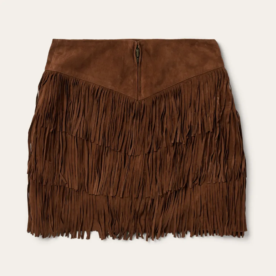 Stetson Lamb Suede Fringe Mini Skirt Brown Cheap