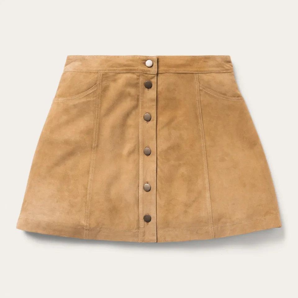 Stetson Lamb Suede Gored Skirt Brown Outlet