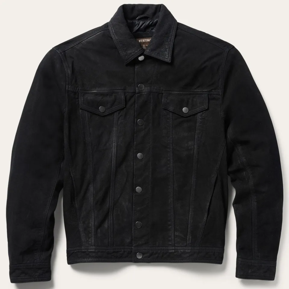 Stetson Leather Jean Jacket Black Best Sale