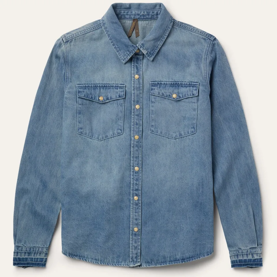 Stetson Loose Fit Denim Snap-Front Shirt Blue Online