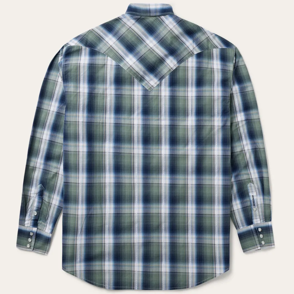 Stetson Lucky Diamond Plaid Western Shirt Green Online