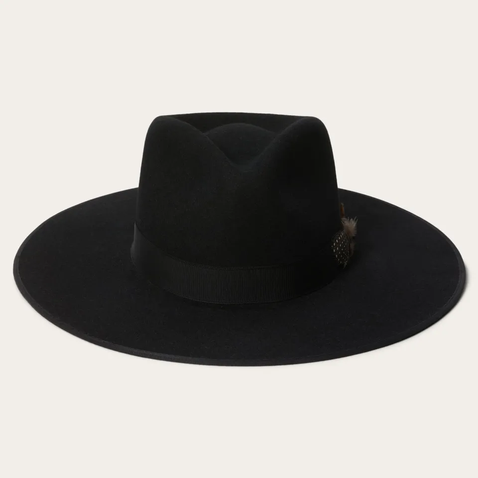 Stetson Midtown Wide Flat Brim Hat Black Fashion