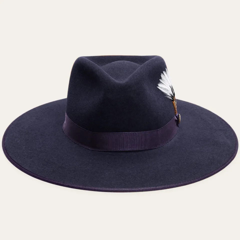 Stetson Midtown Wide Flat Brim Hat Navy Best Sale