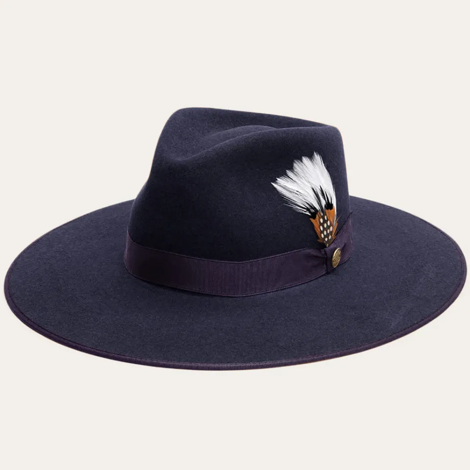 Stetson Midtown Wide Flat Brim Hat Navy Fashion