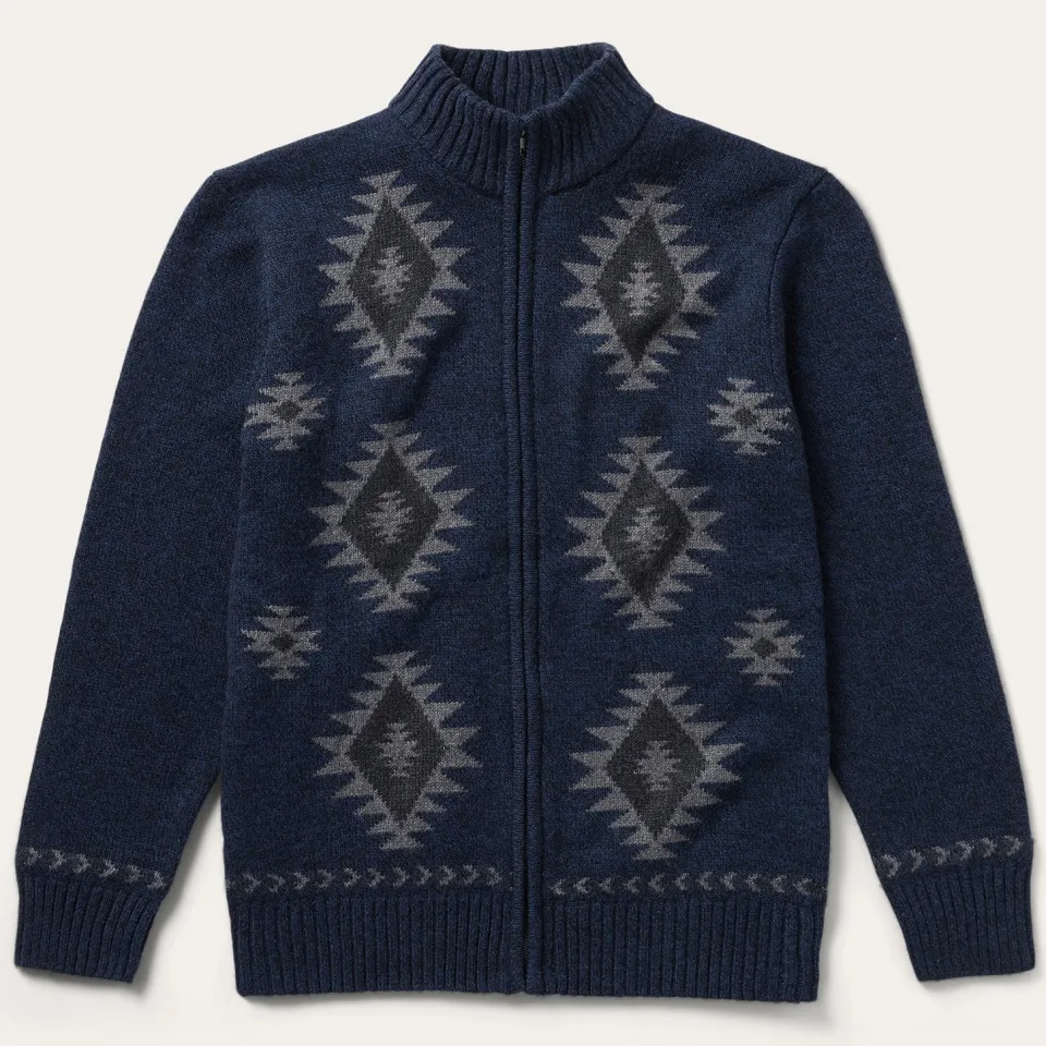 Stetson Navy Aztec Cardigan Blue Clearance