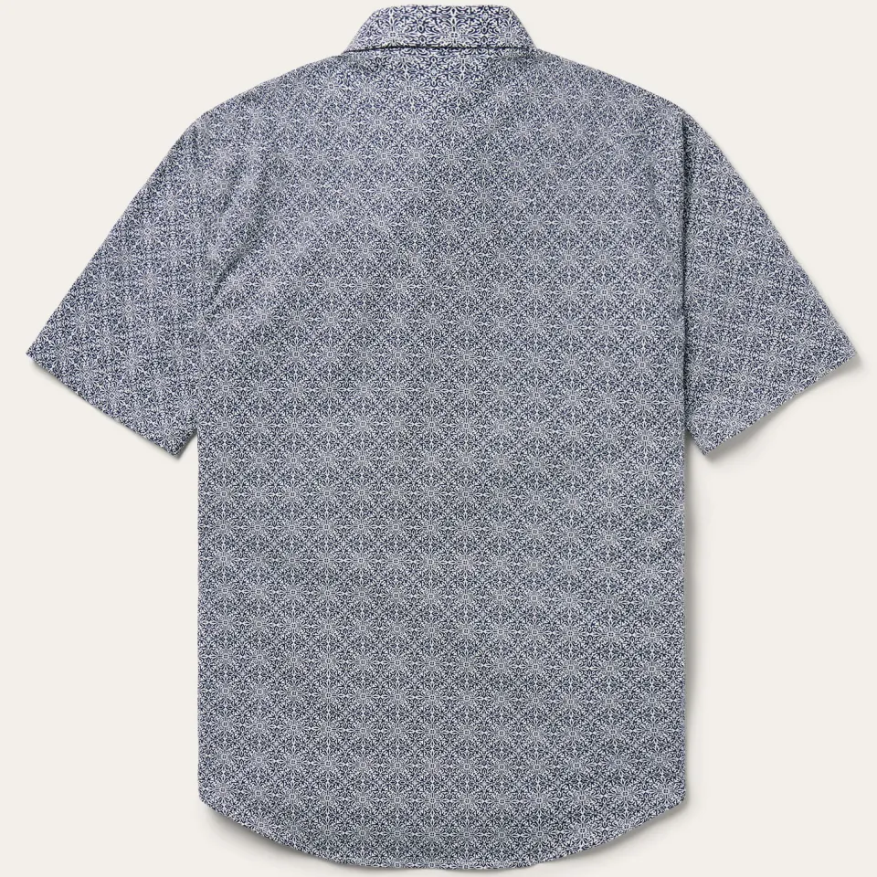 Stetson Navy Print Short Sleeve Western Shirt Blue Outlet