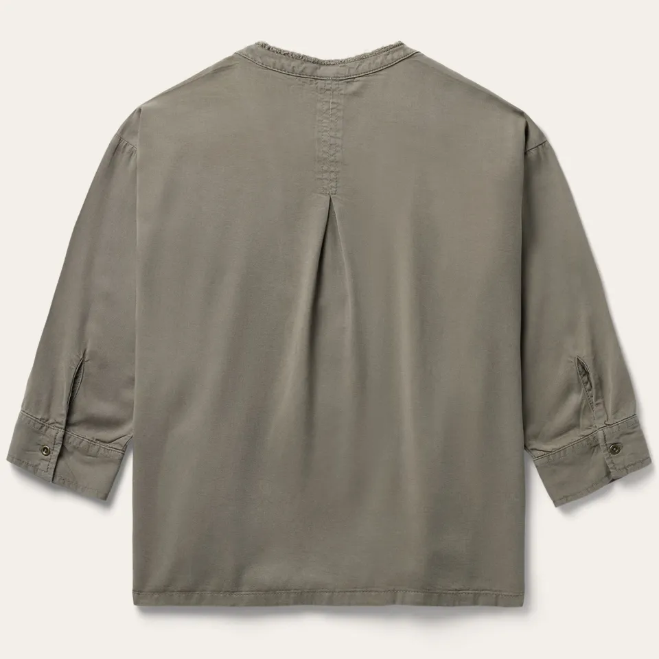 Stetson Olive Lyocell Twill Peasant Top Green Cheap