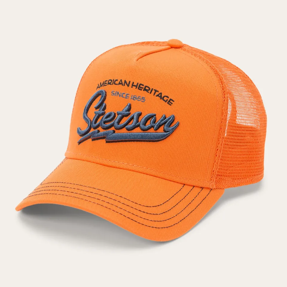 Stetson Embroidered 1865 Trucker Cap Orange Best