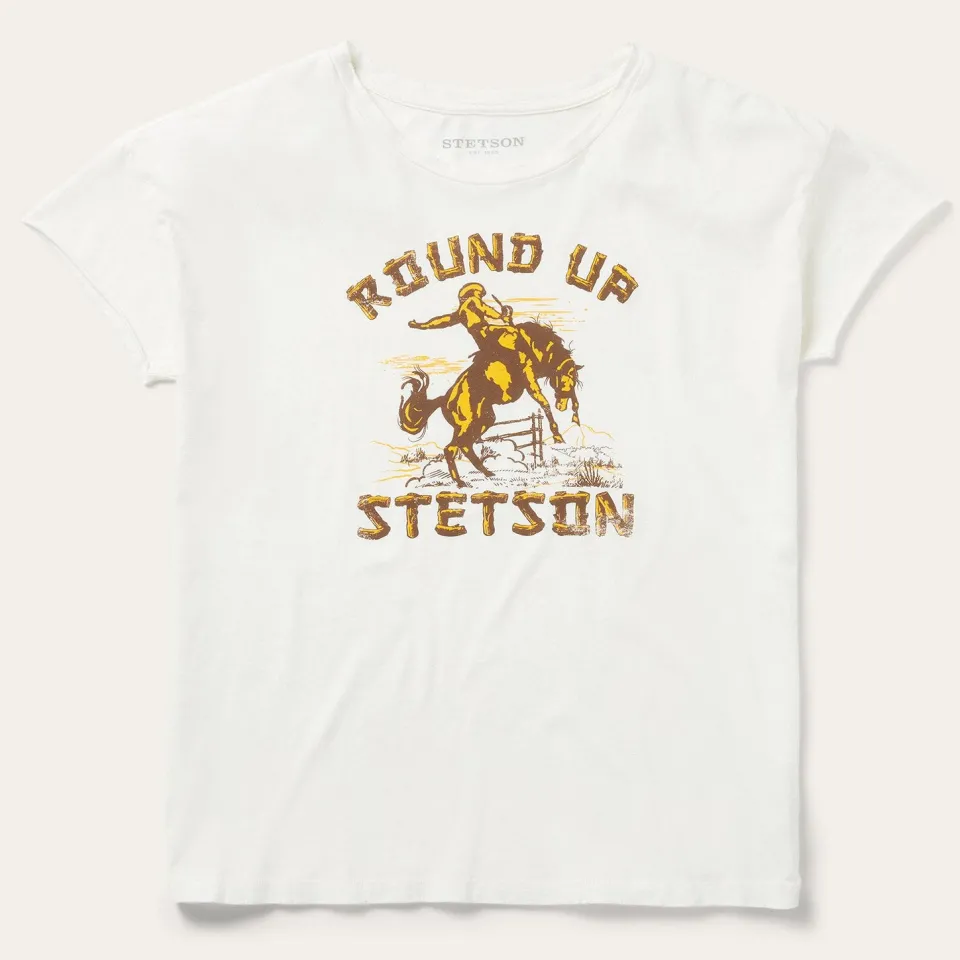 Stetson "Round Up" Vintage Tee White Flash Sale