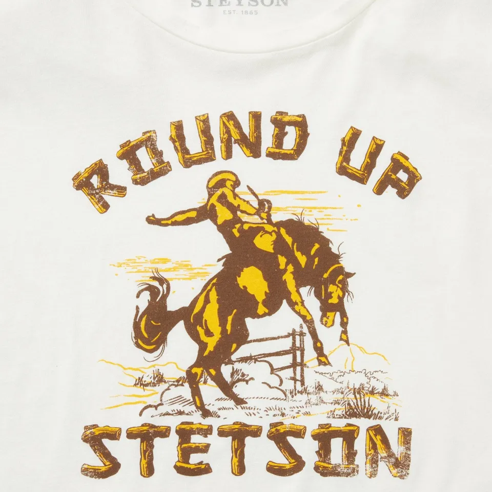 Stetson "Round Up" Vintage Tee White Flash Sale