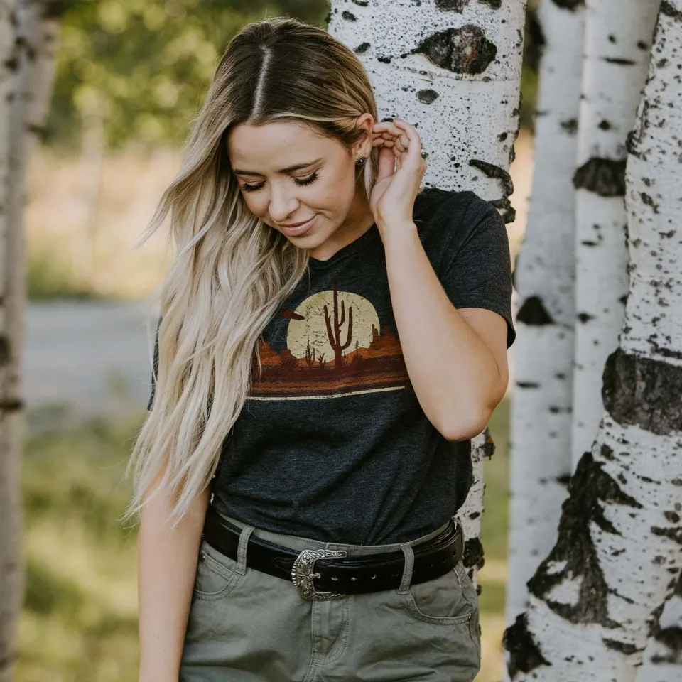 Stetson Riding Into The Sunset Graphic Tee Grey Best