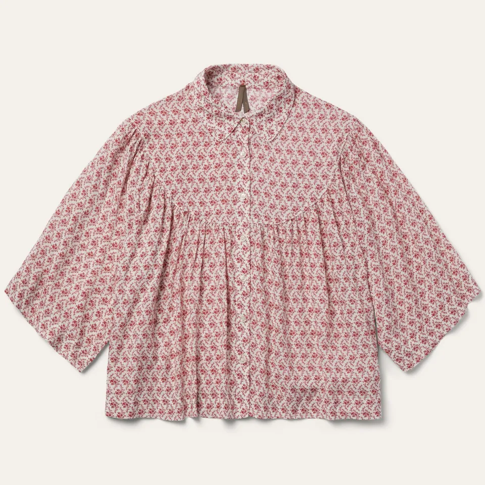 Stetson Short-Sleeved Cottage Floral Blouse Red Clearance