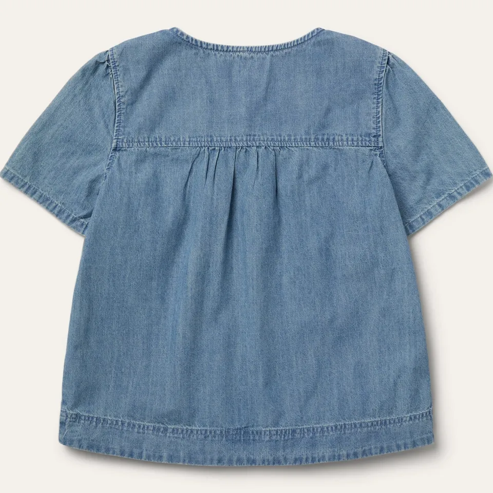 Stetson Short-Sleeved Denim Blouse Blue Clearance