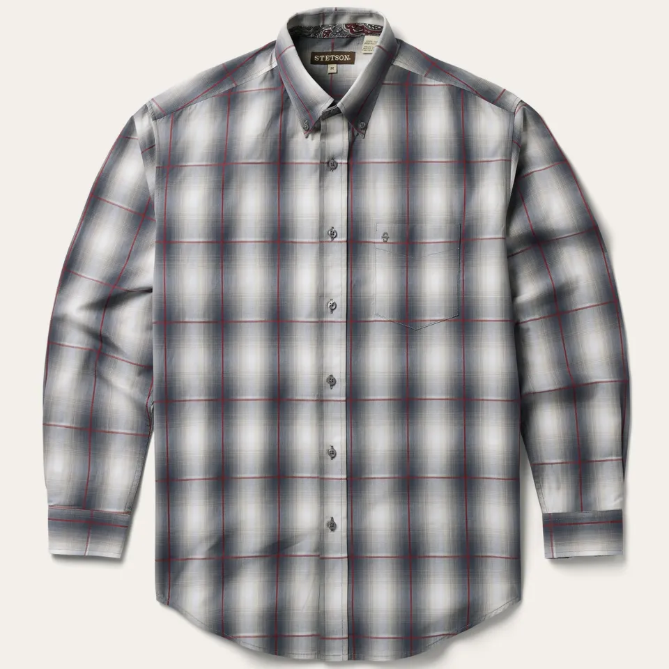 Stetson Smoke Ombre Plaid Button Front Shirt Grey Store