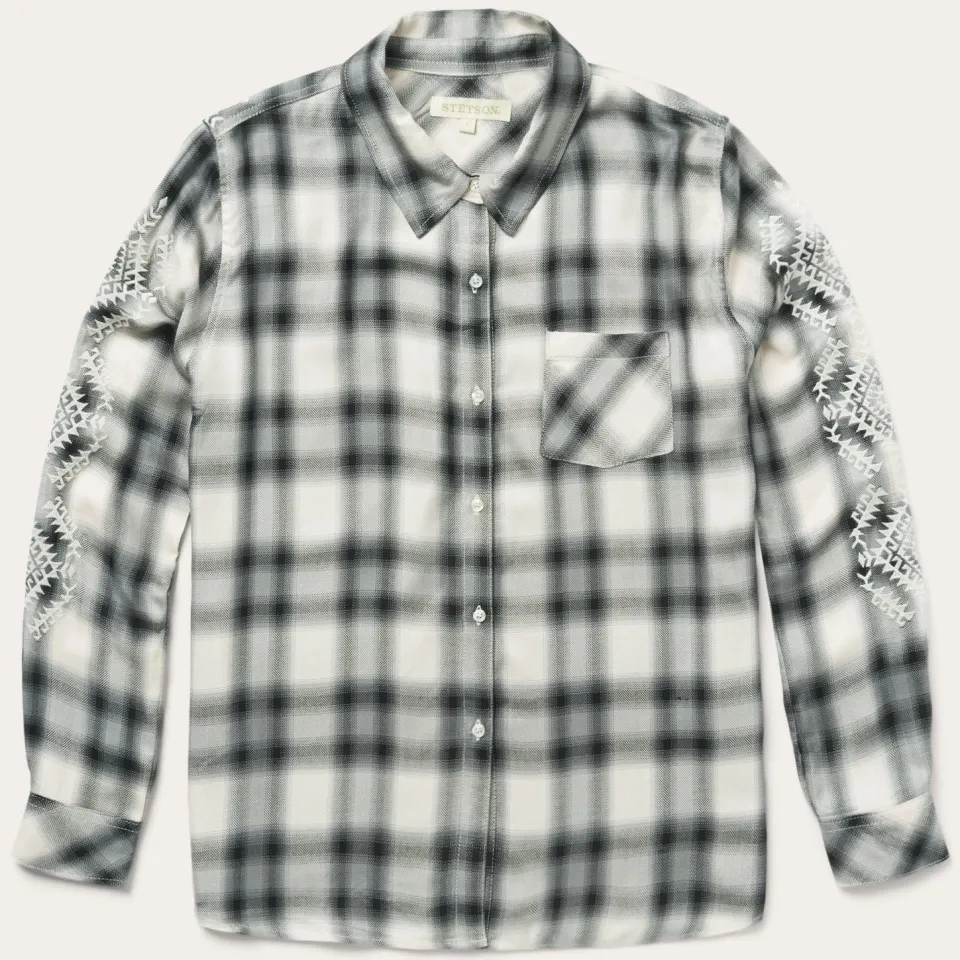 Stetson Smokey Ombre Plaid Shirt Grey Hot