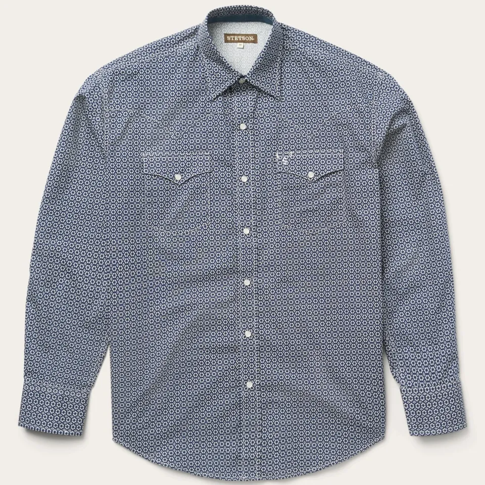 Stetson Snap Front Shirt in Deep Blue Shop