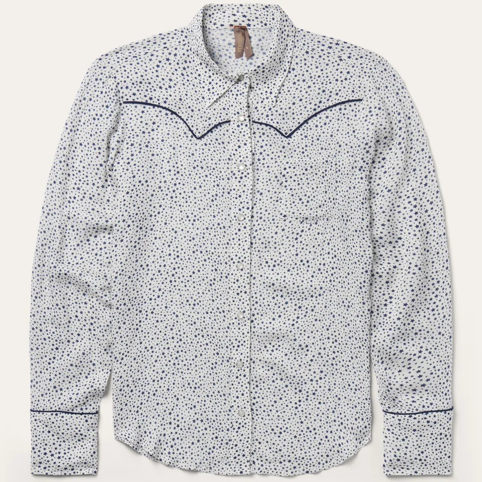 Stetson Stars Print Western Blouse White Outlet