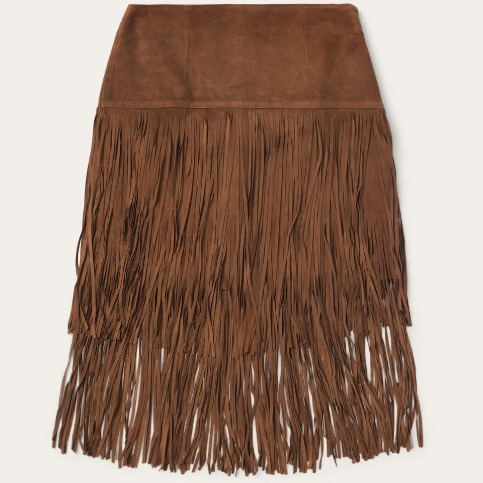 Stetson Suede Fringed Skirt Brown Cheap