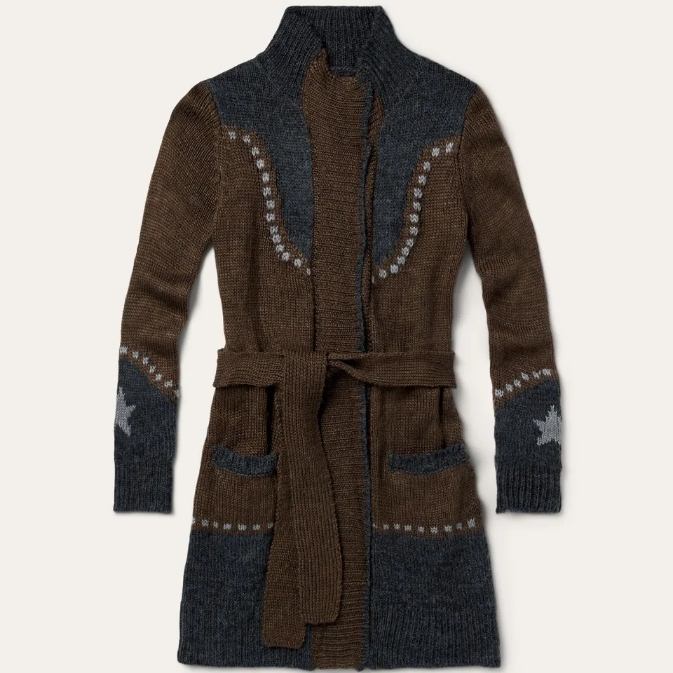 Stetson Vintage Steer Head Cardigan Brown Fashion