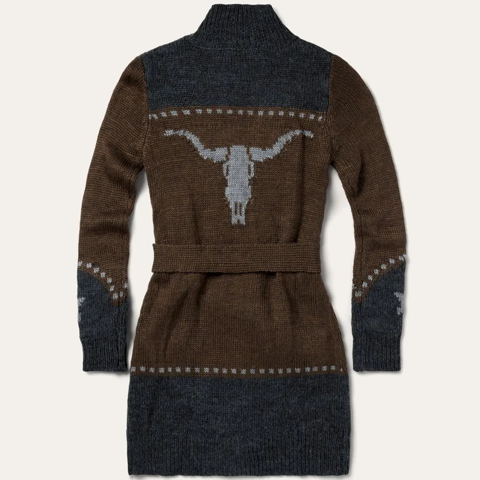 Stetson Vintage Steer Head Cardigan Brown Fashion