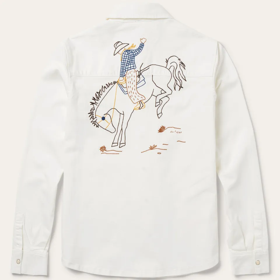 Stetson Western Embroidered Denim Shirt White Hot