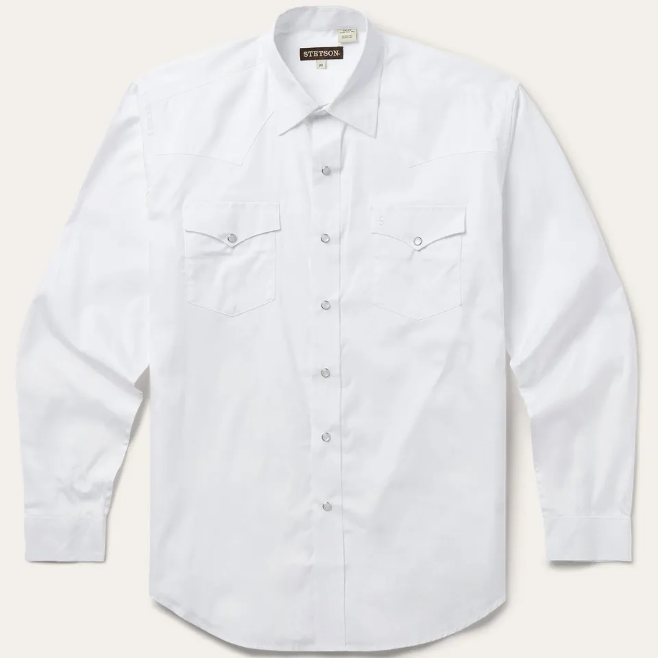 Stetson Pinpoint Oxford Western Shirt White New