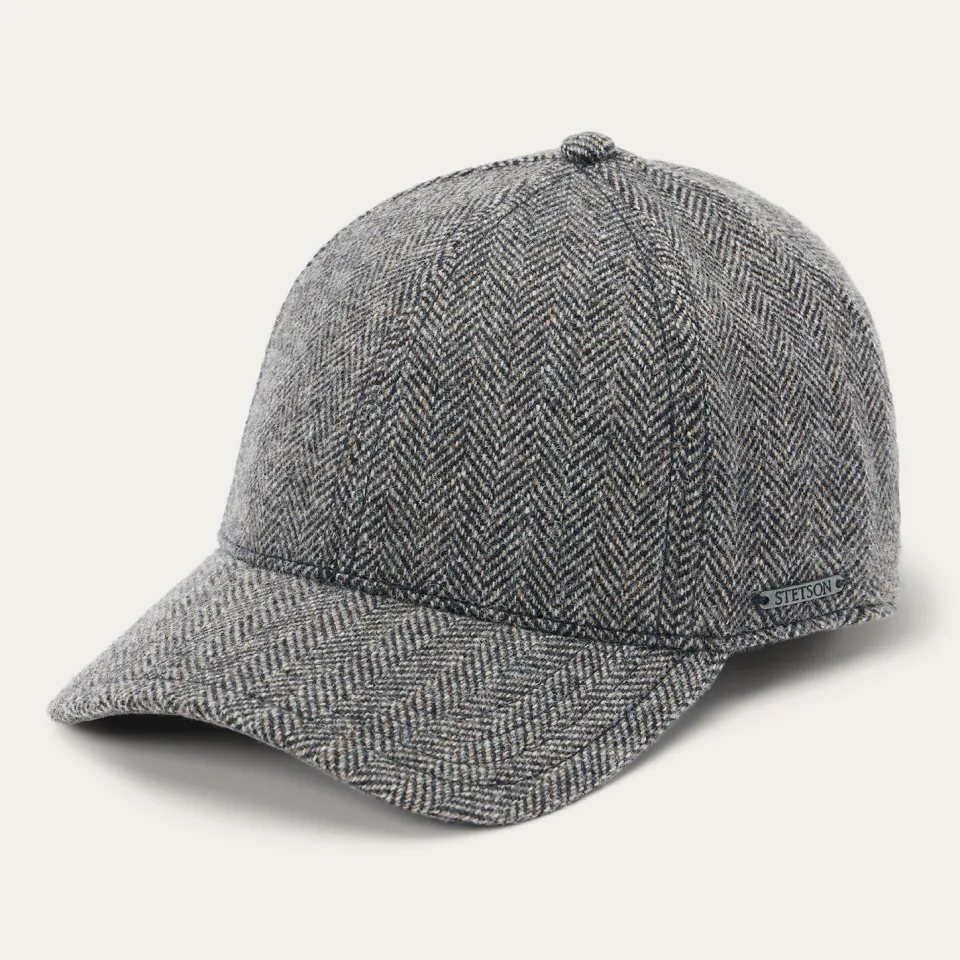 Stetson Wool Herringbone Baseball Cap Anthra Melange Herringbone Best Sale