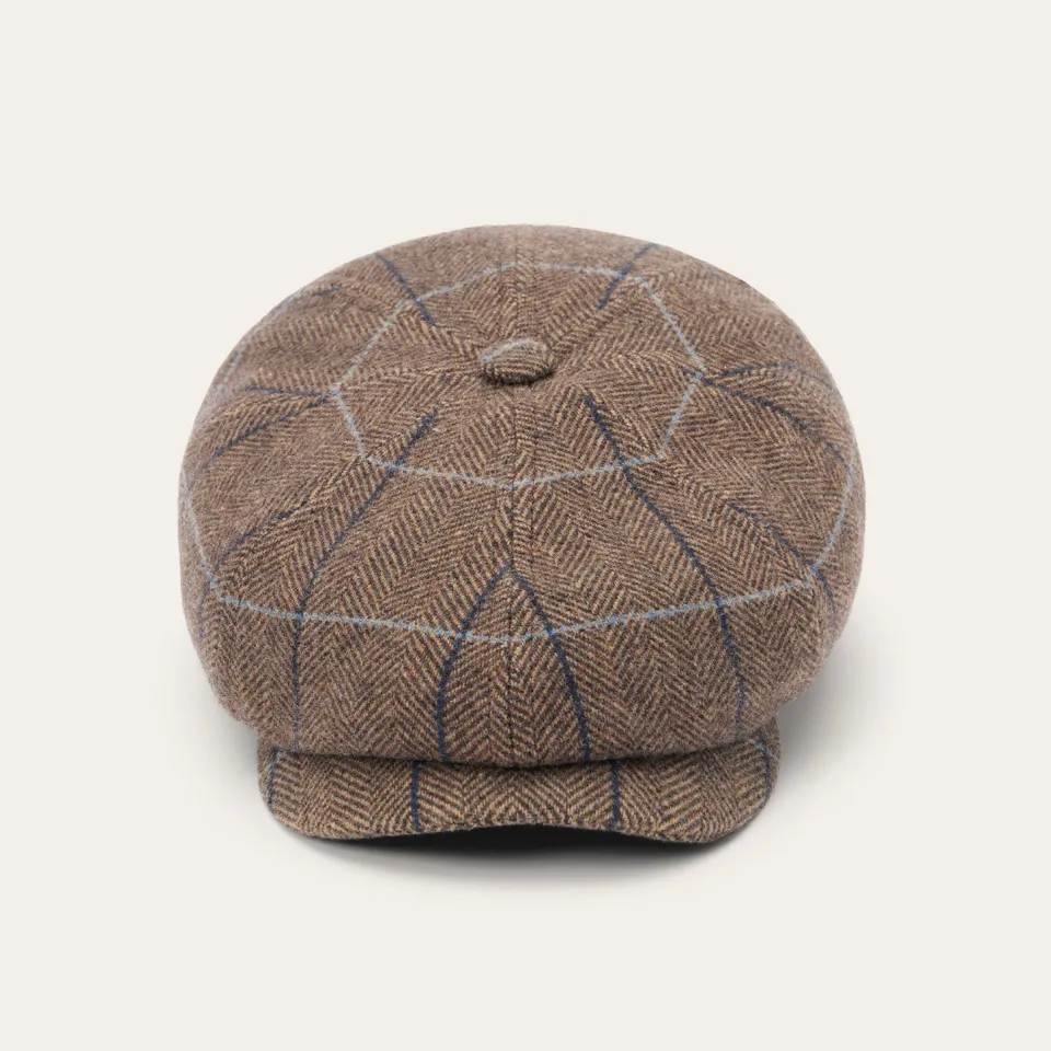 Stetson Wool Herringbone Hatteras Cap Camel Herringbone Flash Sale