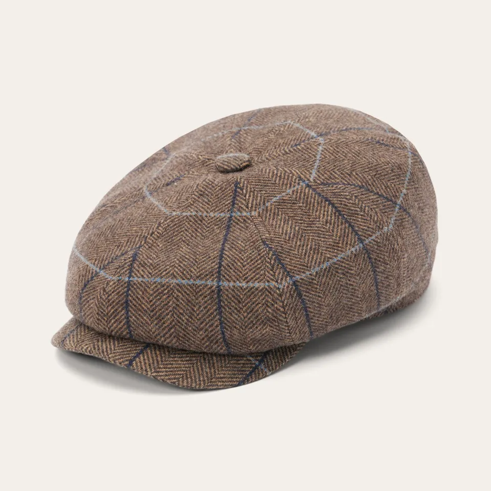 Stetson Wool Herringbone Hatteras Cap Camel Herringbone Flash Sale